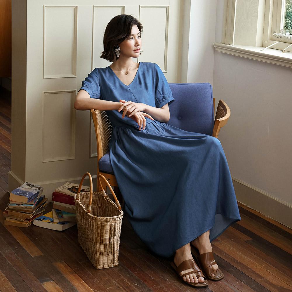 Laengsseon Ls_V-Neck Slim French Dress