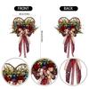 Patriotic Heart Shaped Wreath with Artificial Roses and Star Pattern Ribbon Rustic Home Wall Hanging Decoration for Seasonal Indoor Outdoor Use
