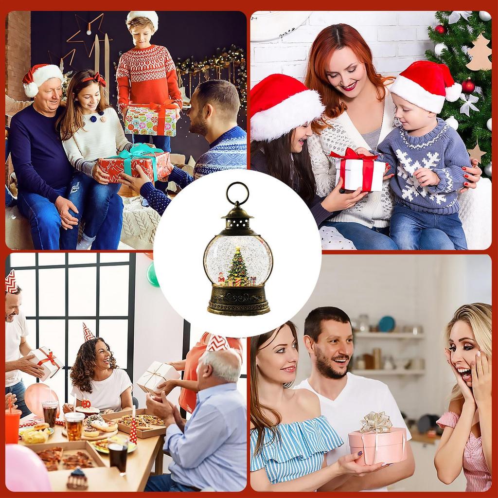 Christmas Snow Globe With Music USB And Battery Powered Seasonal Decoration Snow Globe Musical Box For Family Indoor Holiday