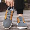 Men Summer Sports Sneakers Breathable Mesh Fashion Flat Solid Woven Running Flats Plus Size Trendy British Style Soft Male Shoes
