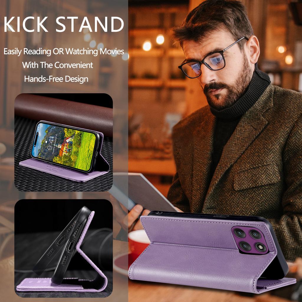 TTUDRCH Style 007 For Motorola Moto G56 5G Leather Case RFID Blocking Wallet Stand Phone Cover