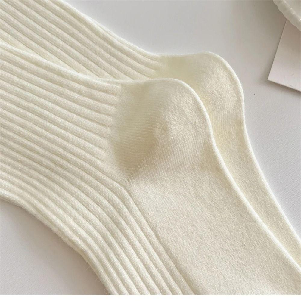 Solid Color Women Stockings Autumn Winter Long Knee High Socks Retro Soft Warm Socks