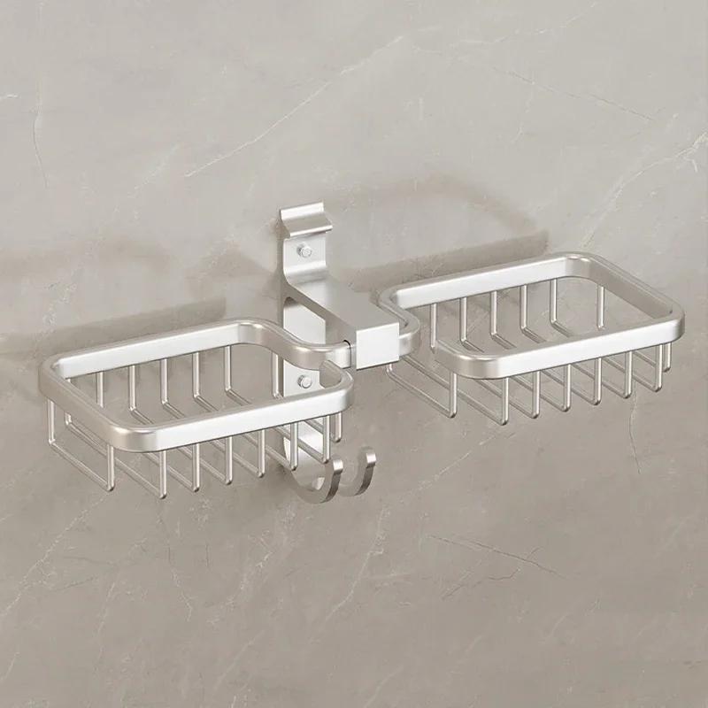 Aluminum Alloy Soap Dish Bathroom Soap Holder With Drain Water Wall Mounted Soap Box Bathroom Accessories