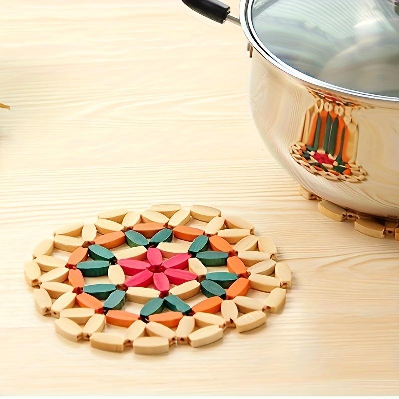 

3 шт. Термостойкие полые деревянные подставки под горшки и чашки, Креативные коврики для посуды, Кухонные настольные аксессуары с изоляцией, Нескользящие 3PCS