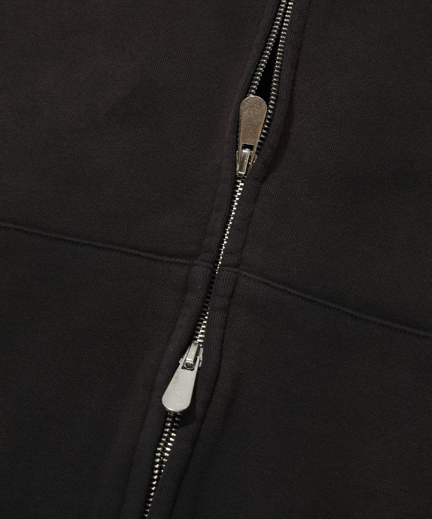 Suade Cropped Washed Hood Zip Up [Dark Black]
