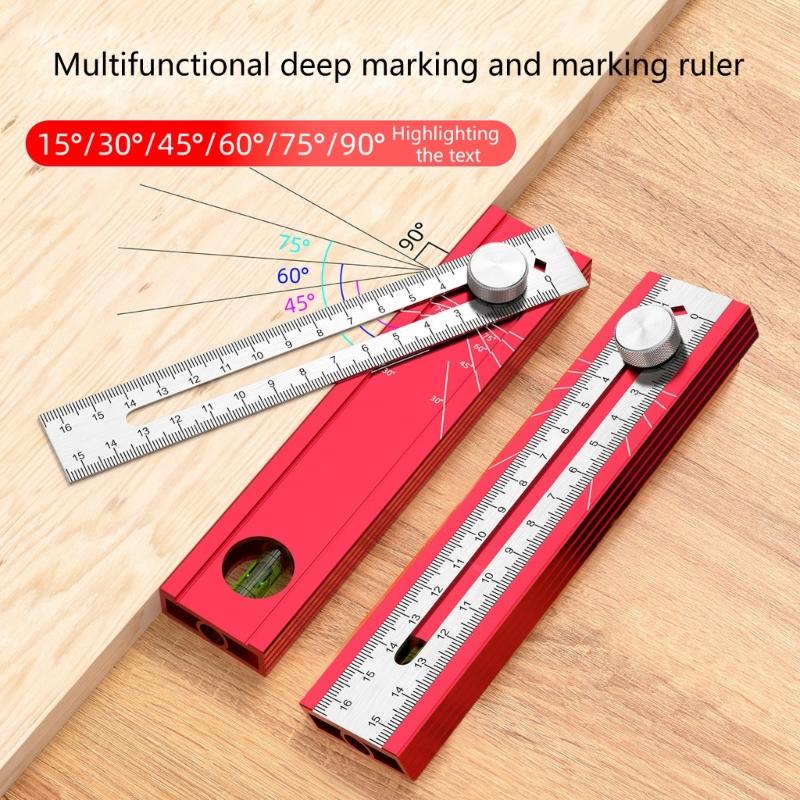 Multifunctional Foldable Angle Ruler Adjustable Positioning Scribing Protractor Marking Depth Measurement Tool Woodwork