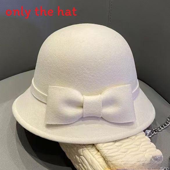 French Chic Style Round Top Hat With Windproof Design For Autumn And Winter Wear