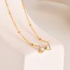 Stainless Steel Bead Chain Zircon Bow Necklace,Brilliant Cubic Zirconia Bow Pendant Necklace for Bridal Wedding Accessories