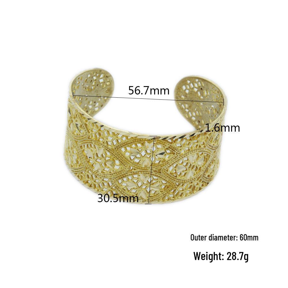 Trendy Middle Eastern Brass Bracelet with Exquisite Geometric Carvings