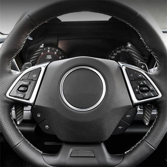 Pair Black Carbon Fiber Steering Wheel Paddle Shifter Extend For Camaro 2016-23