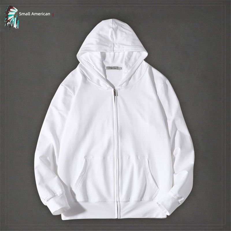 

Тонкий кардиган на молнии, хлопковый, свободного кроя, повседневный пуловер White S