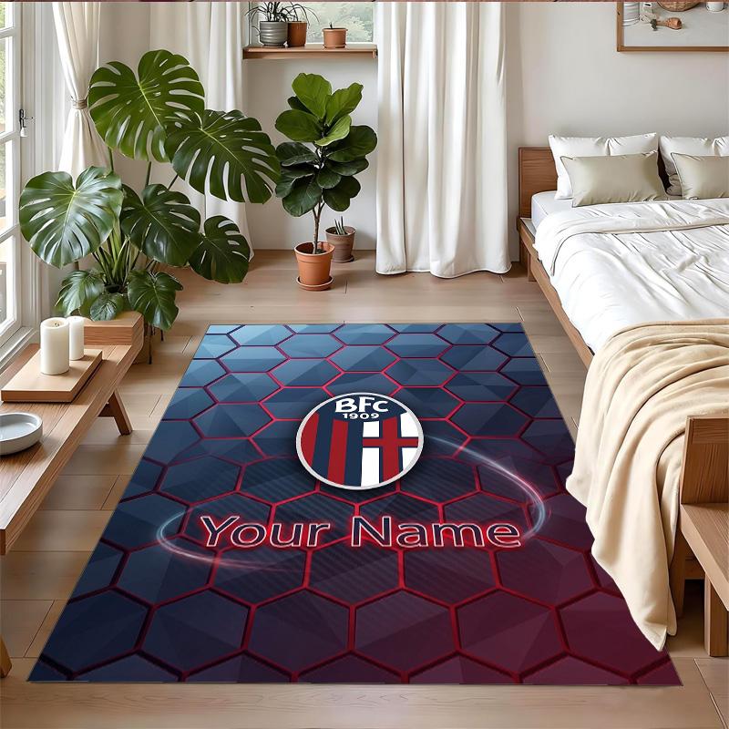 Crystal Velvet Rug Custom Name Text, Soft Non Slip Floor Mat Home DecorBologna FC