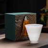 Jade porcelain teacup Kung Fu tea master cup ceramic pure white small water cup household small high-foot tea set teacup gift