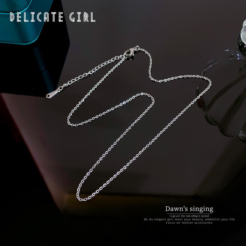 40 + 5Cm Regular Bare Chain Versatile Titanium Steel Rose Gold Necklace Accessories Loose Chain Lip Chain One Year Color Retention