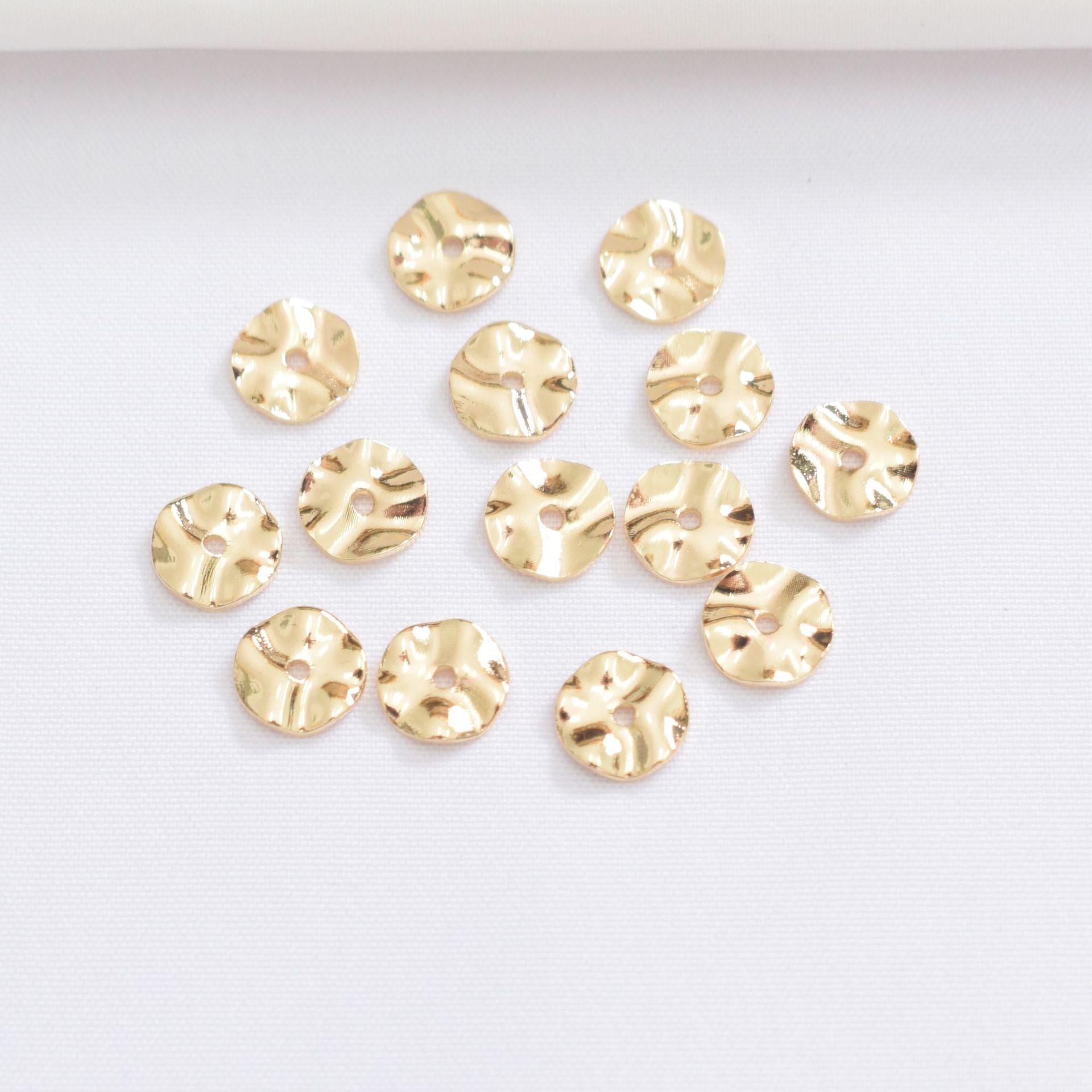 

100 шт., сохраняющих цвет 14-каратного золота, неровной текстуры, круглая прокладка, ретро-барочная водная рябь, прокладка специальной формы A31 6mm