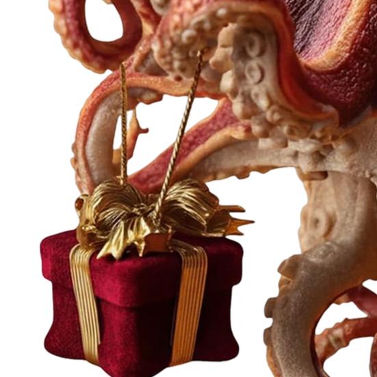 Christmas Octopus Ornament Coastal Holiday Hanging Decoration 2D Acrylic Deep Sea Xmas Tree Ornament Nautical Gift for Ocean Lovers