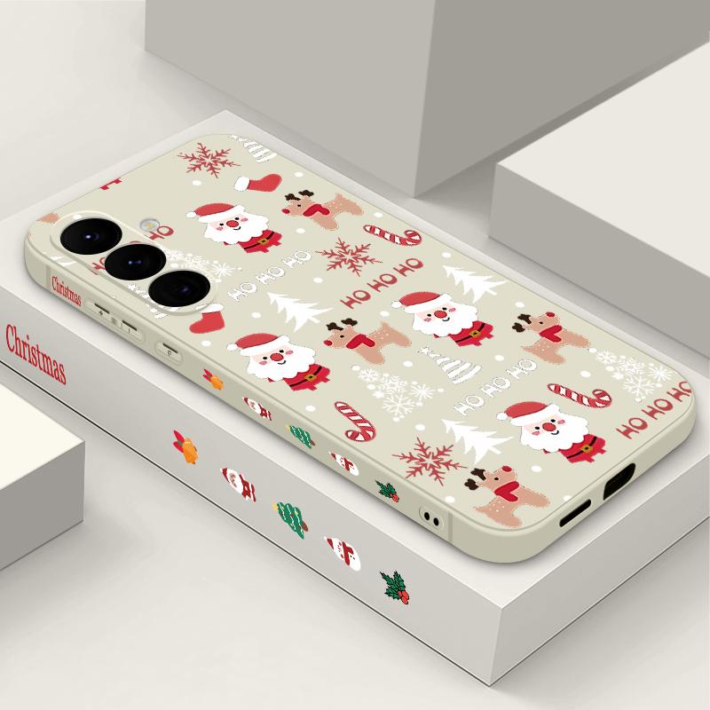 Christmas Deer Pattern Phone Case For Samsung Galaxy S24 S25 Ultra S23 S22 Ultra S21 S20 FE A14 A34 A15 A35 A52 A53 A54 A55 5G A16A36A56 Lanyard Cover
