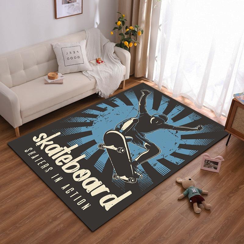

Skateboard Themed Carpet for Living Room - Skaters in Action Decor Suitable for use as an anti-slip for living room bedroom sofas 40x60cm( 15x23in )