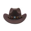 European and American New Western Cowboy Hat Woolen Jazz Top Hat Men and Women's Ethnic Style Big Eaves Hat Autumn and Winter Felt Hat