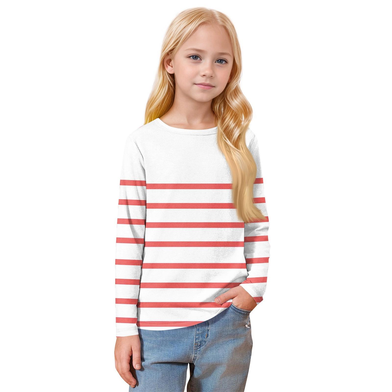 

Детская футболка с длинными рукавами и круглым вырезом, повседневная футболка 150 красный