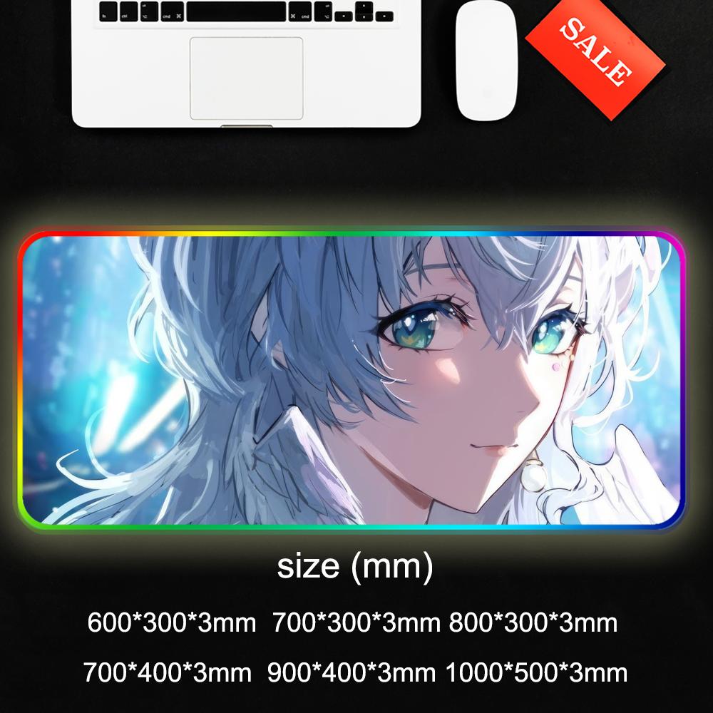 robin honkai Mouse Pad RGB Gaming Mousepad Big LED Pad PC Desk Mat Luminous Mouse Pad Large Keyboard Mats Table Rug With Backlit
