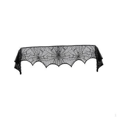 Creepy Halloween Mantel Scarf with Intricate Web Design