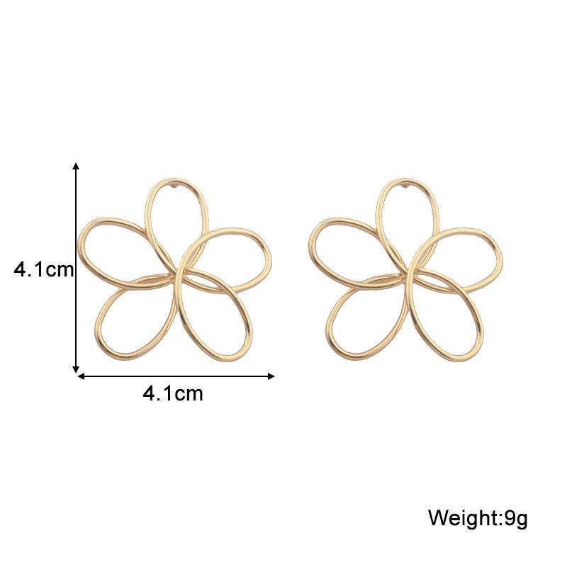 Hollow Large Five-petal Flower Metal Wire Drop Earrings Women's Art Exaggerated Fashion Party Jewelry