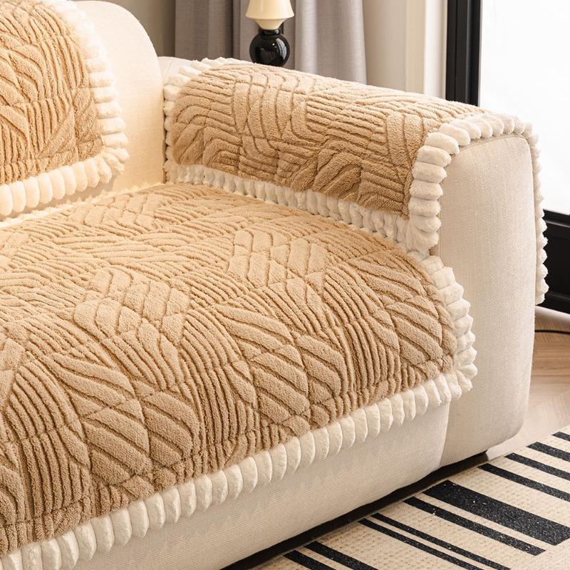 Thick Plush Sofa Cushion Winter Warm Dustproof Couch Towel Skin-friendly Comfortable Delicate Anti-static Machine Washable