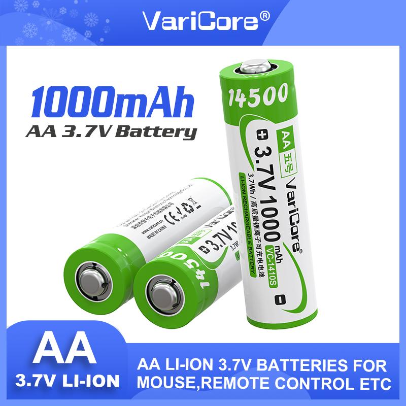 VariCore 3.7V 14500 1410S 1000mAh Li-ion Rechargeable Battery With Tip Multimeter Sweeper Lamp Digital Camera Control Mini Fan