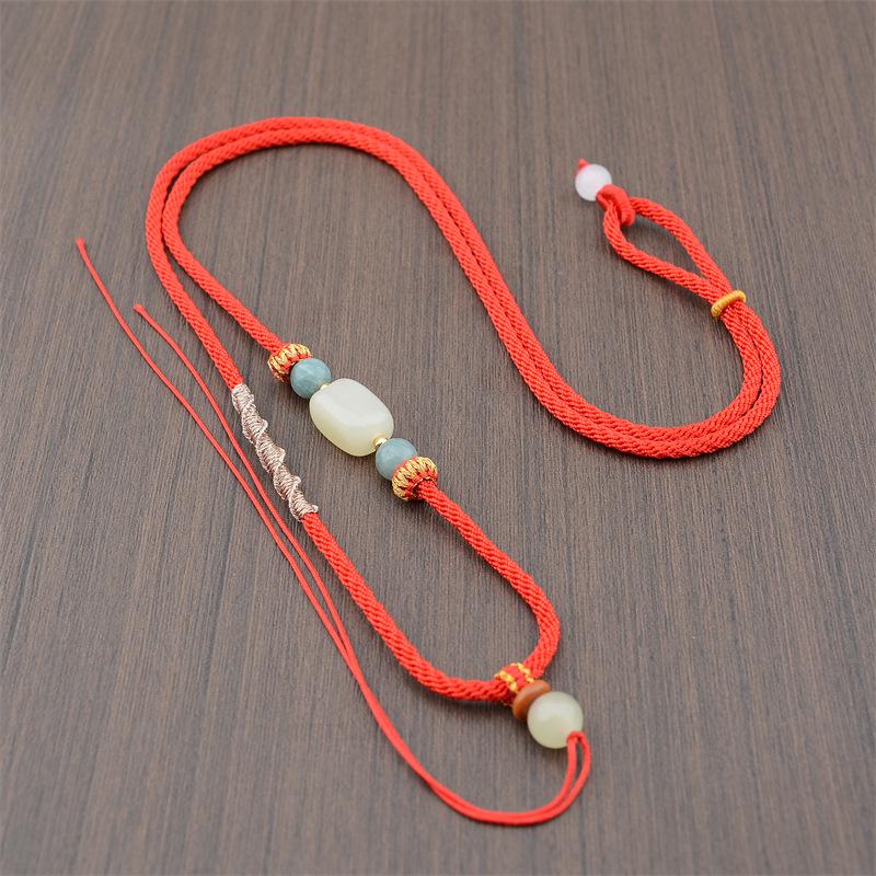 Hand-Woven Peace & Luck Qiankun Knot Jade Pendant Necklace