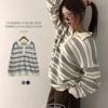 The Pink Men Oversized Collar Neck Stripe Long Sleeve Knit