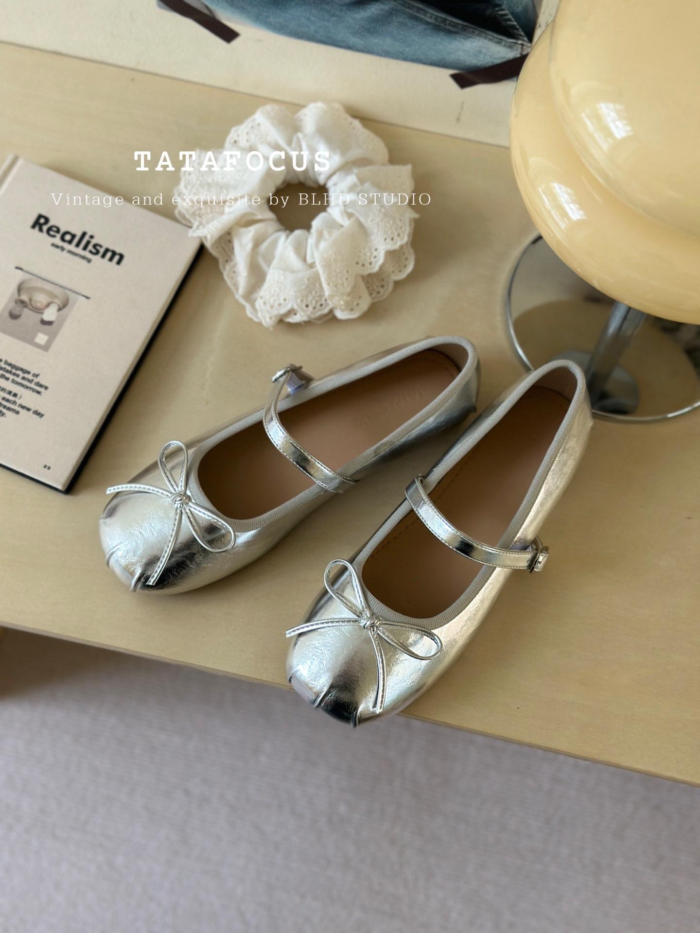 

Балетки для девочки 2025 новый летний корейская версия французский ретро нежные фея повседневные плоские туфли Мэри Джейн 39 серебряный