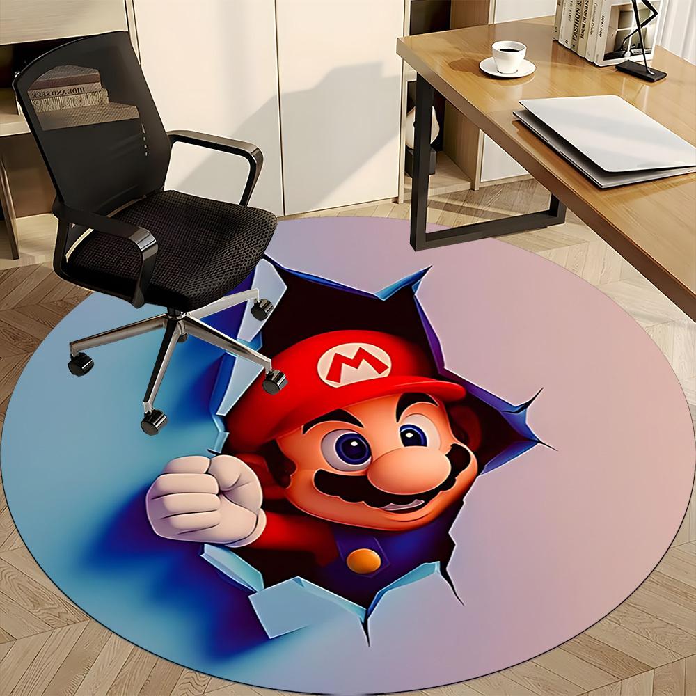 M-Mario Breakthrough Office Round Area Rug, Under Office Chairs Bedroom Living Room Home Decor, A1022393