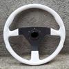 JDM Montecarlo Vintage Wood Style Steering Wheel 14inch Universal ABS White Sim Racing Steering Wheel Auto Accessories