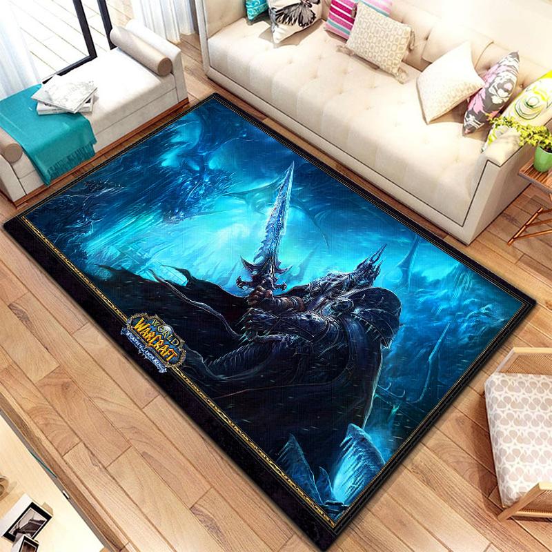 Spiel World of Warcraft Teppich für Wohnzimmerteppiche Camping Stranger Things Picknickmatte Rutschfester E-Sport-Teppich Yogamatte Fans Geschenk