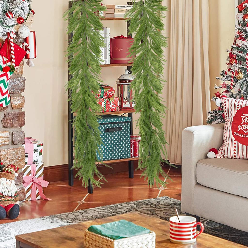 1/2Pc Christmas Norfolk Pine Garland Realistic Artificial Greenery Garland For Mantle Home Decor Artificial Pine Branches Wreath