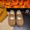 Cute fluffy shoes women's shoes winter new cotton shoes Velcro daily versatile velvet warm snow cotton slippers