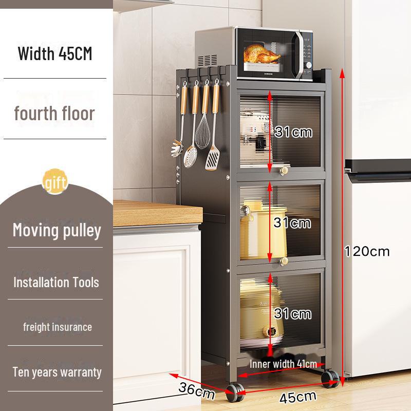 Kitchen Storage Cabinet with Microwave and Pot Rack