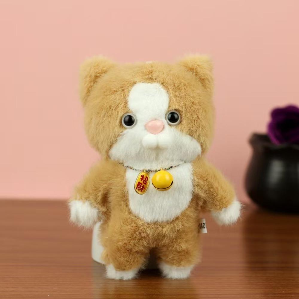 Fluffy Cat  Plush Bag Pendant Girl Heart Stuffed Kitten Keyring  Hanging Accessory