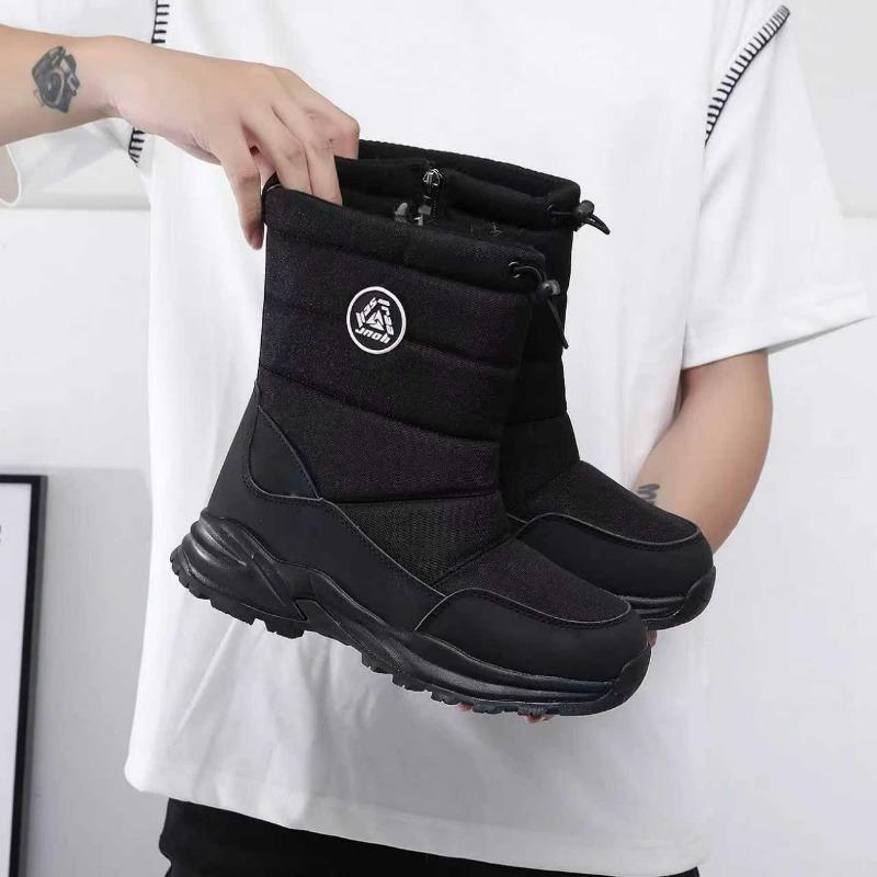 Men S Winter Snow Boots Zippered Fleece Lined Non Slip Casual Shoes