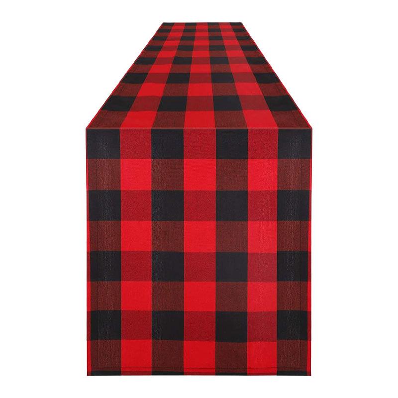 Christmas Table Runner Red and Black Checkered Tablecloth Merry Christmas Decorations For Home Navidad Noel Gifts Tablecloth