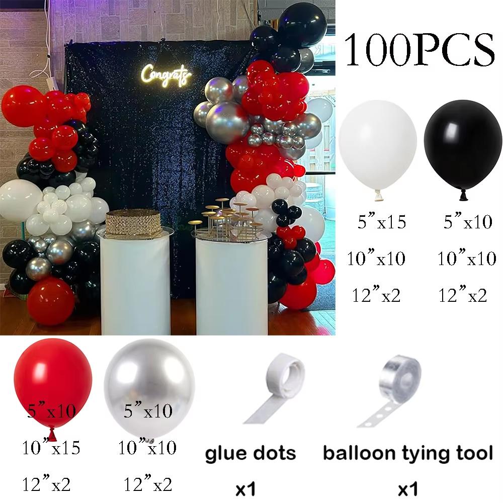 Black Red Balloons Garland Kit 2026 New Year Party Decor Balloon Arch Birthday Party Baby Shower Wedding Anniversary Decoration