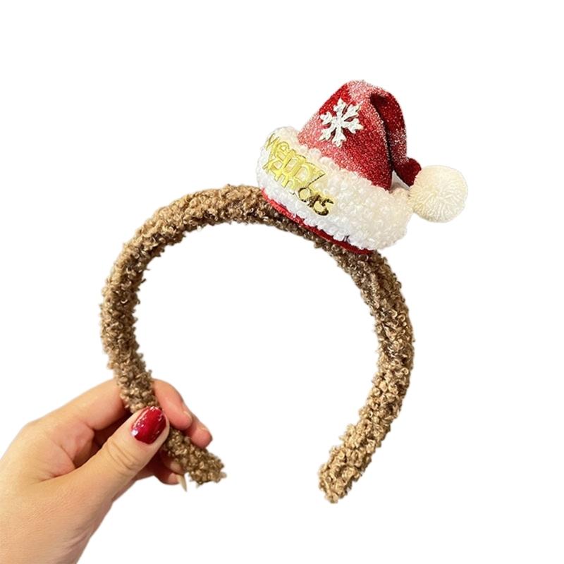 

Christmas Party Accessories Plaids Bowknot Plush Hair Barrettes Seasonal Headband Family Gathering Celebration Dress Up