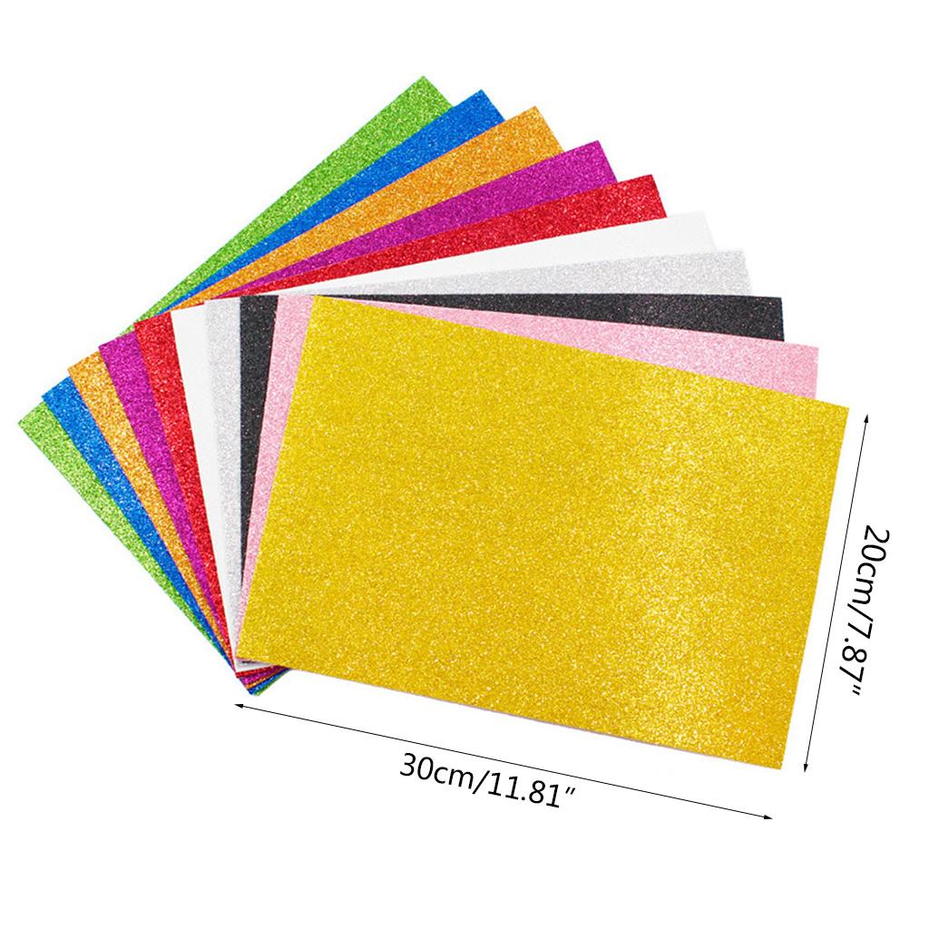 10Pcs A4 Glitter Foam Papers for Kids DIY Craft Pearlescent Powder Glitter Paper