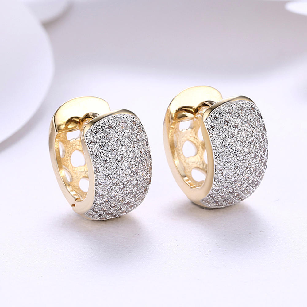 Luxury Fashion Paved Cubic Zirconia Hoop Earrings for Women Gold Color Bride Accessories Wedding Earring Valentine's Day Gift Jewelry