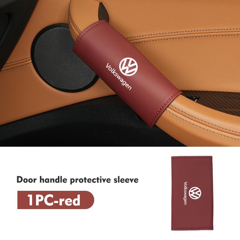 RUN1 Car Door Inner Handle Protector Armrest Handle Decor Cover For Volkswagen VW Scirocco Passat Polo B5 B6 B7 CC Tiguan Sharan