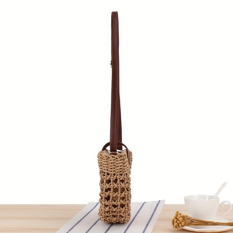 Casual Single Shoulder Handwoven Bag Hollow Half-Moon Crossbody Straw Bag Women's Beach Bag