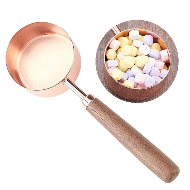 Wood Handle Spoon Vintage Metal Melting Spoon Waxes Melting Spoon for Seal Stamp Envelope Letter Art Craft Embellishment