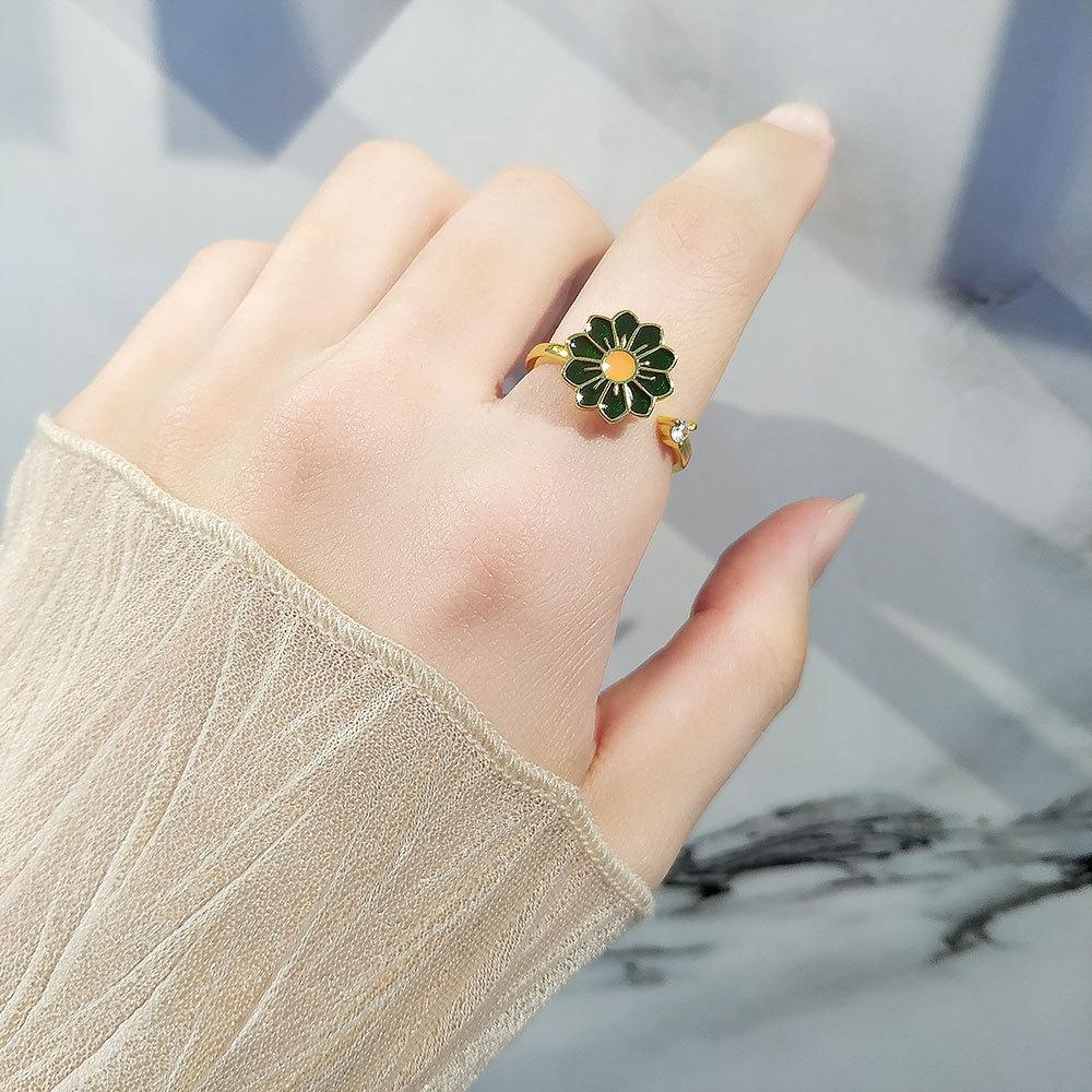 Floral Ring Womens Adjustable Copper Geometric Design For Spring Fashion Accessory