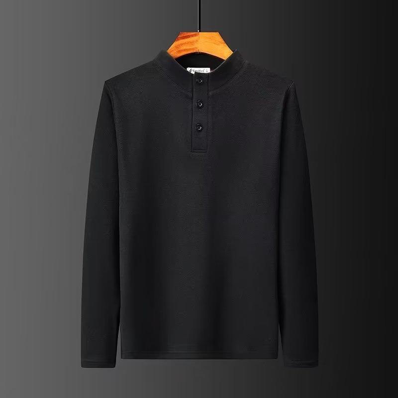 

Большой размер 5XL весна и осень тонкая новая модная футболка с длинными рукавами мужская однотонная теплая футболка с воротником-стойкой повседневный топ XXXXL чёрный